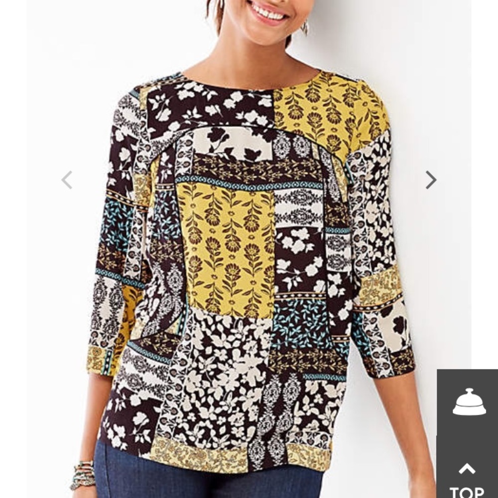 NWOT J. Jill Floral Patchwork Top